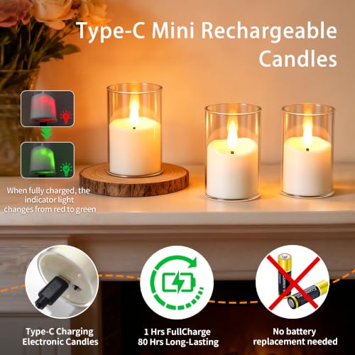 Image of Rechargeable Flameless Candles with Timer Remote | 1.7 inchx2.6 inch Clear Acrylic LED Tea Lights Candles,Small Votive Electric LED Candles for Home Wedding Holiday Decor(6 Pack)