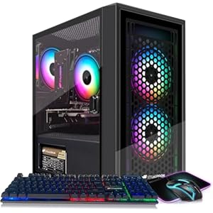 STGAubron Gaming PC Computer Desktop, Radeon RX 560 4GB, Intel i7 Xeon E5 up to 3.0GHz, 16GB RAM, 512GB SSD, WiFi, BT 5.0, RGB Fan x3, Windows 10 Home for Gamer, Streaming