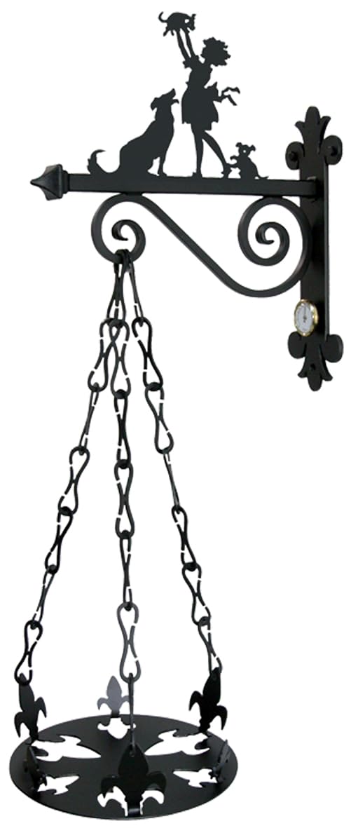 Support pour pot de fleurs fille avec chiens porte-plante de jardin et poterie décorative