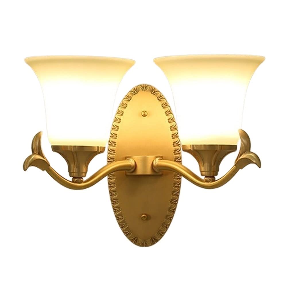 HPTHLY Wall Mounted Light Indoor Wall Sconce Indoor Lighting Lamp Fixtures,Room Art Decor Wall Mounted Brass Glass Lantern For Bedside Living Room Villa Off(2Lights)