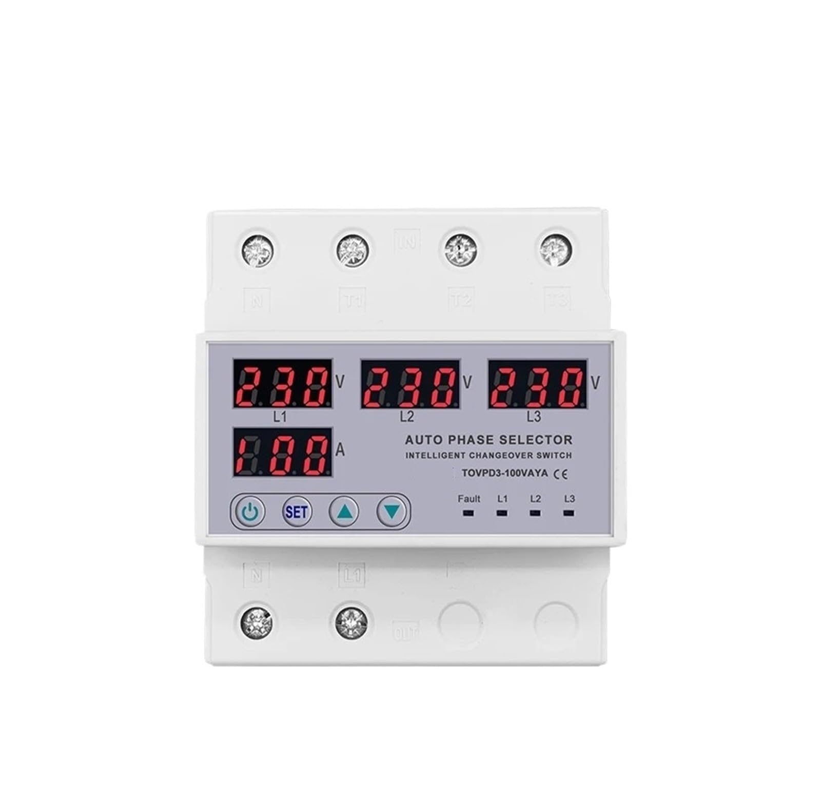 Selector de fase 63A con relé protector ajustable de corriente y voltaje para cuadro eléctrico 4