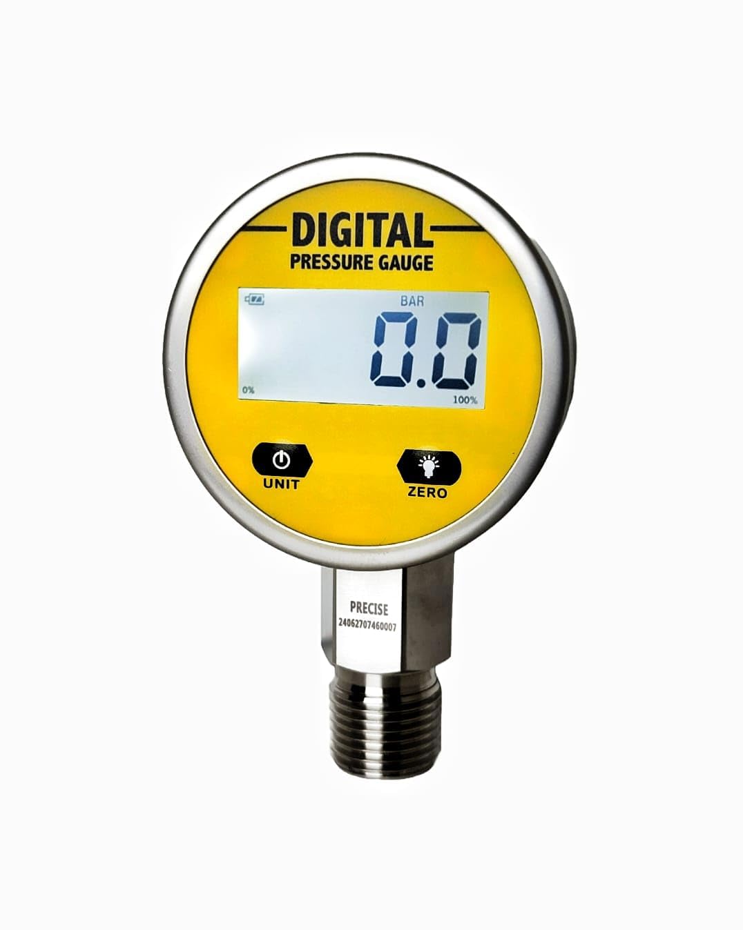 Digital Pressure Gauge | 63mm (2.5inch) | 1/2" BSP | +/-0.5% Accuracy | 0-16 Bar/Mpa/Kpa/Psi/kg/cm2