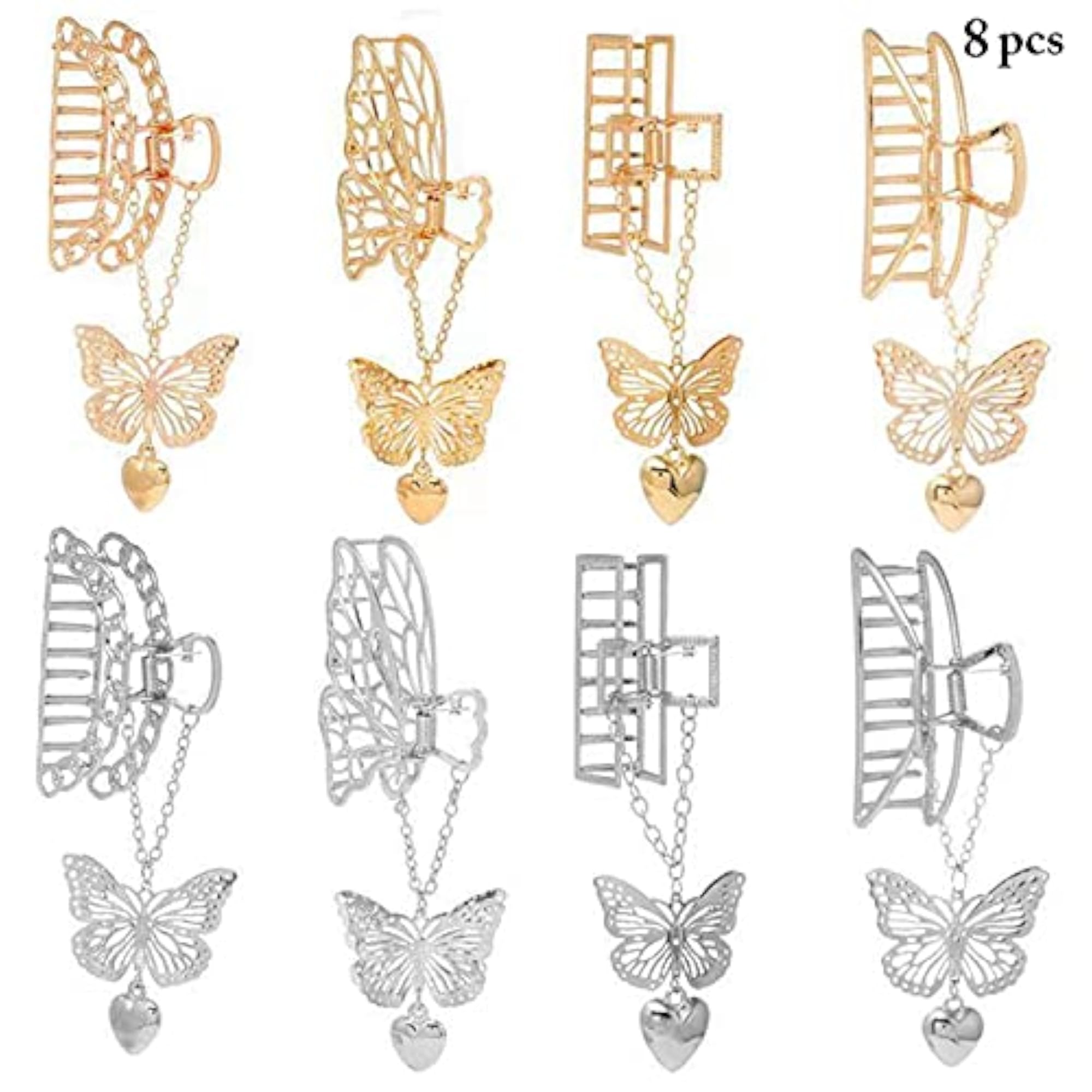8pcs Elegant Decorative Jaw Clips Set for Women, Party Ready