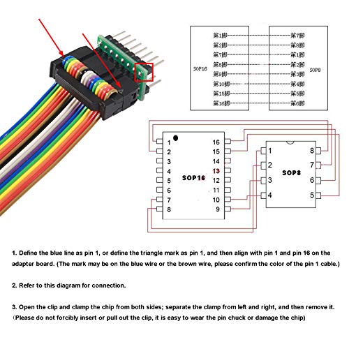 Alamscn Sop16 Ic Test Clip Sop Soic 16 Soic16 Sop Soic 16 Pin Ic Flash Chip Test Clamp Bios Programmer Ic Clips Socket Adapter Sop16 To Dip16 For 25 Series Rt809F Tl866Cs Tl866A #TOP1