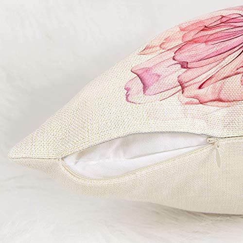 Hexagram Decorative Floral Flower Pillow Covers 18 X 18, Blue Pink Purple Green Yellow Decor Flower Throw Pillow Covers Set Of 4 Linen Cushion Case For Living Room Couch Sofa Patio Outdoor Home Decor #TOP4