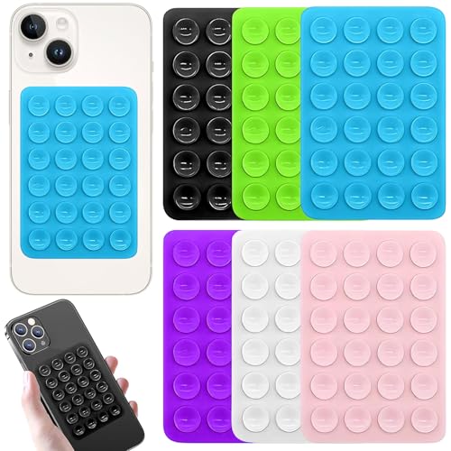 FLZONHUT Ventouse Telephone Portable,6 Pièces Support Carré pour Téléphone Double Face Silicone Antidérapant Mains Libres à Ventouse pour Téléphones Mobiles