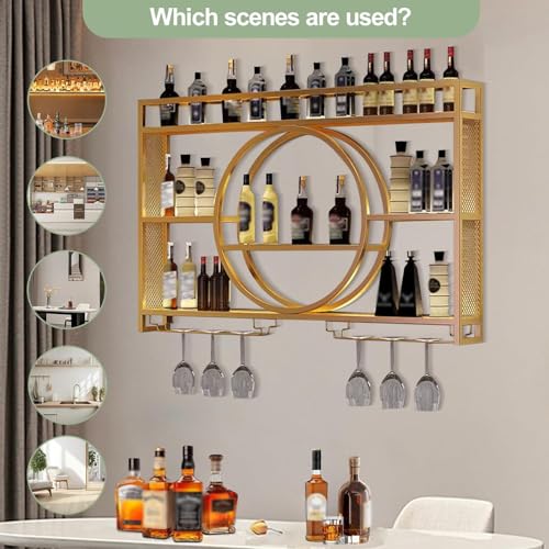 Étagère à vin et support mural pour verres ou porte-bouteilles de bar