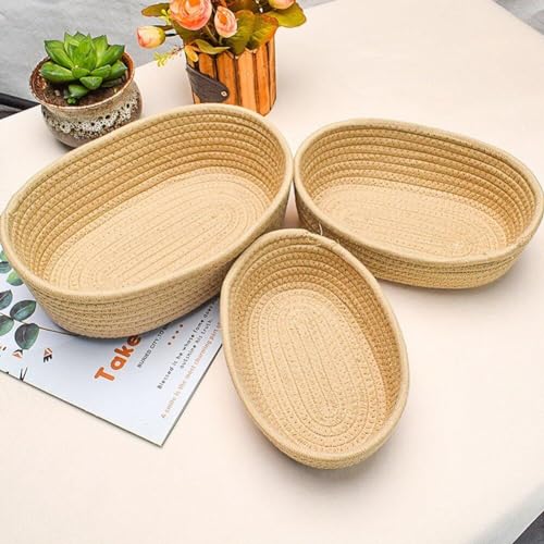 Cesta de almacenamiento tejida de algodón para cosméticos y mesa 8