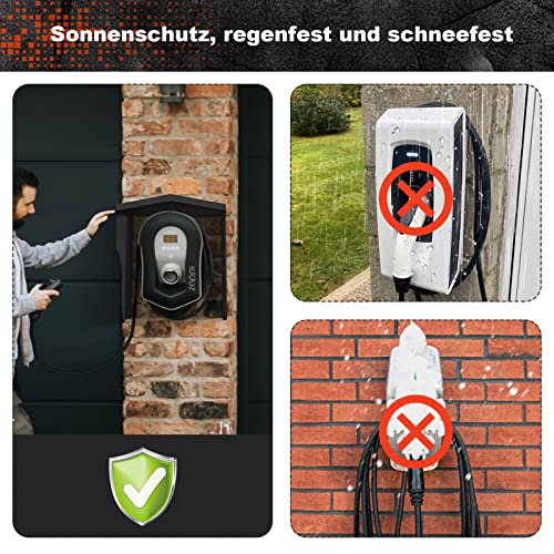 tonhui Wallbox Wetterschutz, Überdachung für Ladesäule Schutzdach für e-Auto Ladestation, Zubehör für Wallboxen, Regenschutz, Sonnenschutz