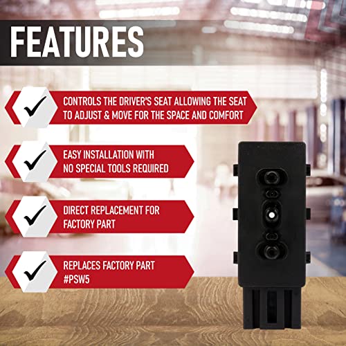 Replacement Power Seat Switch Driver Side - Replaces Psw5 - Compatible With Ford, Lincoln & Mercury Vehicles - Edge, Escape, Explorer, F-150, F-250 & F-350 Super Duty, Milan, Mountaineer, Mkx, Mariner #TOP1