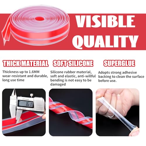 FUYITE 2024 Atualizado 29,5 Pés T-Shaped Clear Weather Stripping Door Sealing, Door Draft Stopper Si