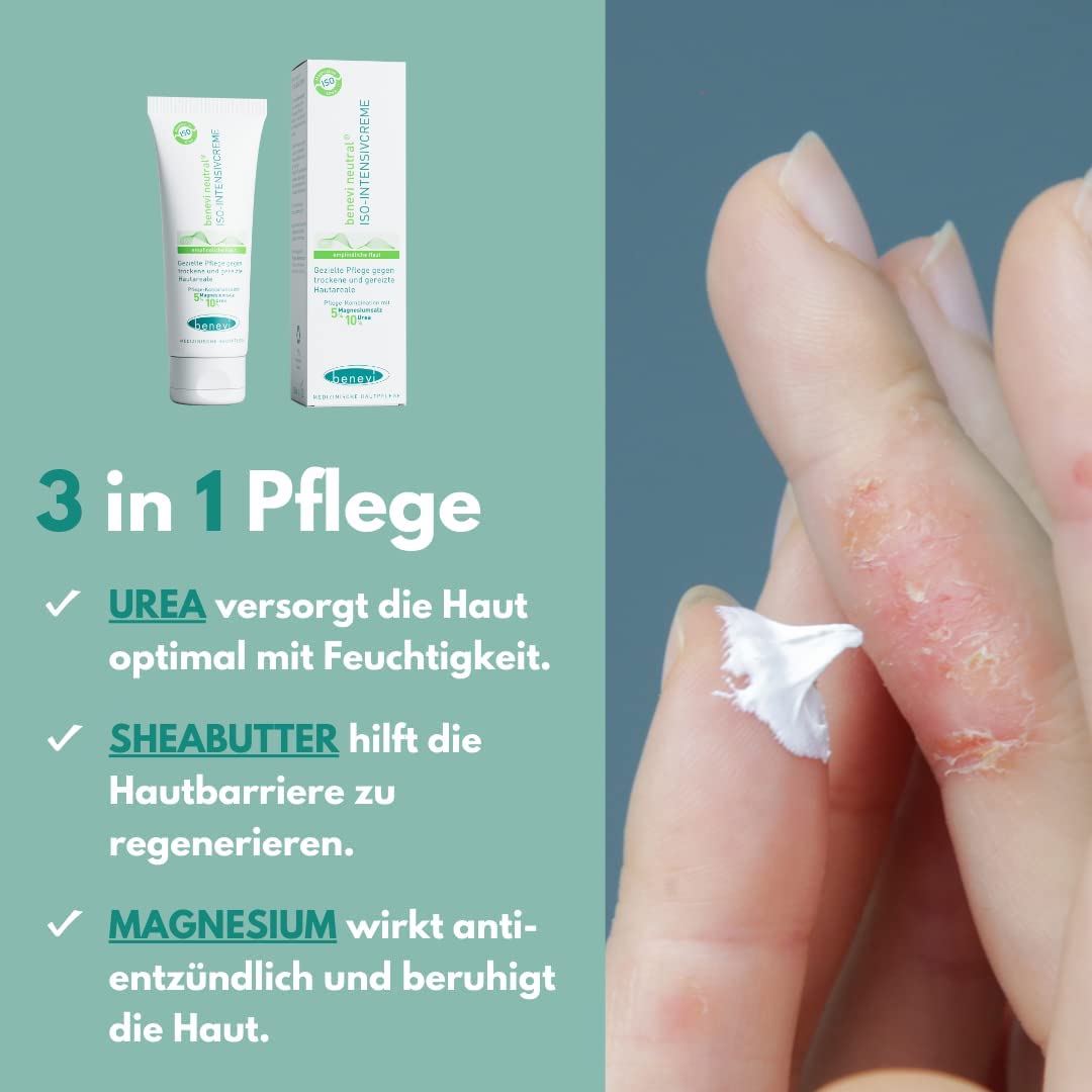 benevi ISO-Intensivcreme 75 ml mit Magnesium und Urea für trockene juckende schuppende Haut - auch als Basispflege bei Altershaut und zu Neurodermitis oder Schuppenflechte neigender Haut