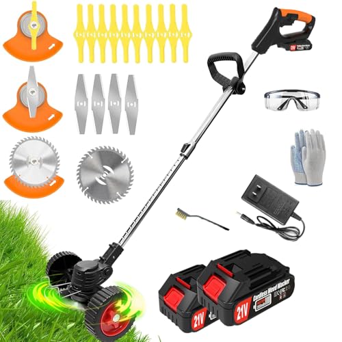 Cordless Weed Wacker Eater Electric Battery Powered, 21V Lightweight Weed Trimmer Edger Lawn Tool...