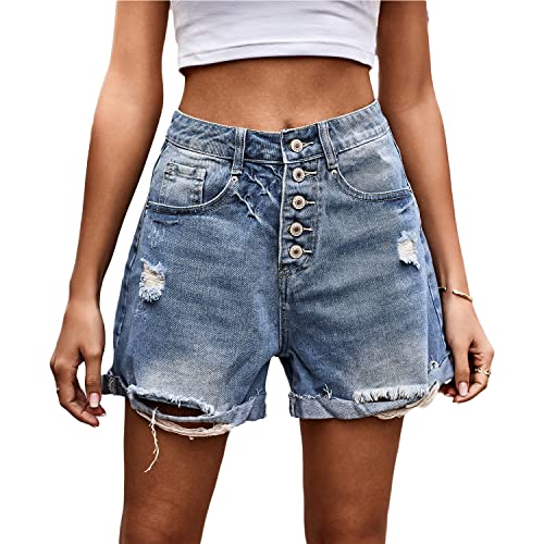 Short cargo denim taille haute coupe ample ado fille avec grandes poches style décontracté