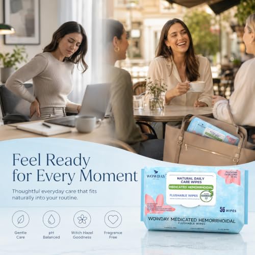 Image of Flushable Hemorrhoid Wipes | Medicated Witch Hazel Wipes Ph Balanced | 240 Count Natural Fragrance Free Adult Hemorrhoids Witch Hazel Wipe for Butt Itch