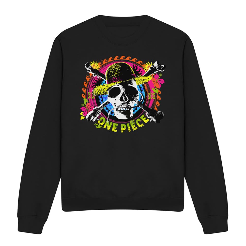 One Piece Jolly Roger Tropical Logo Unisex Sweatshirt, Black, Small