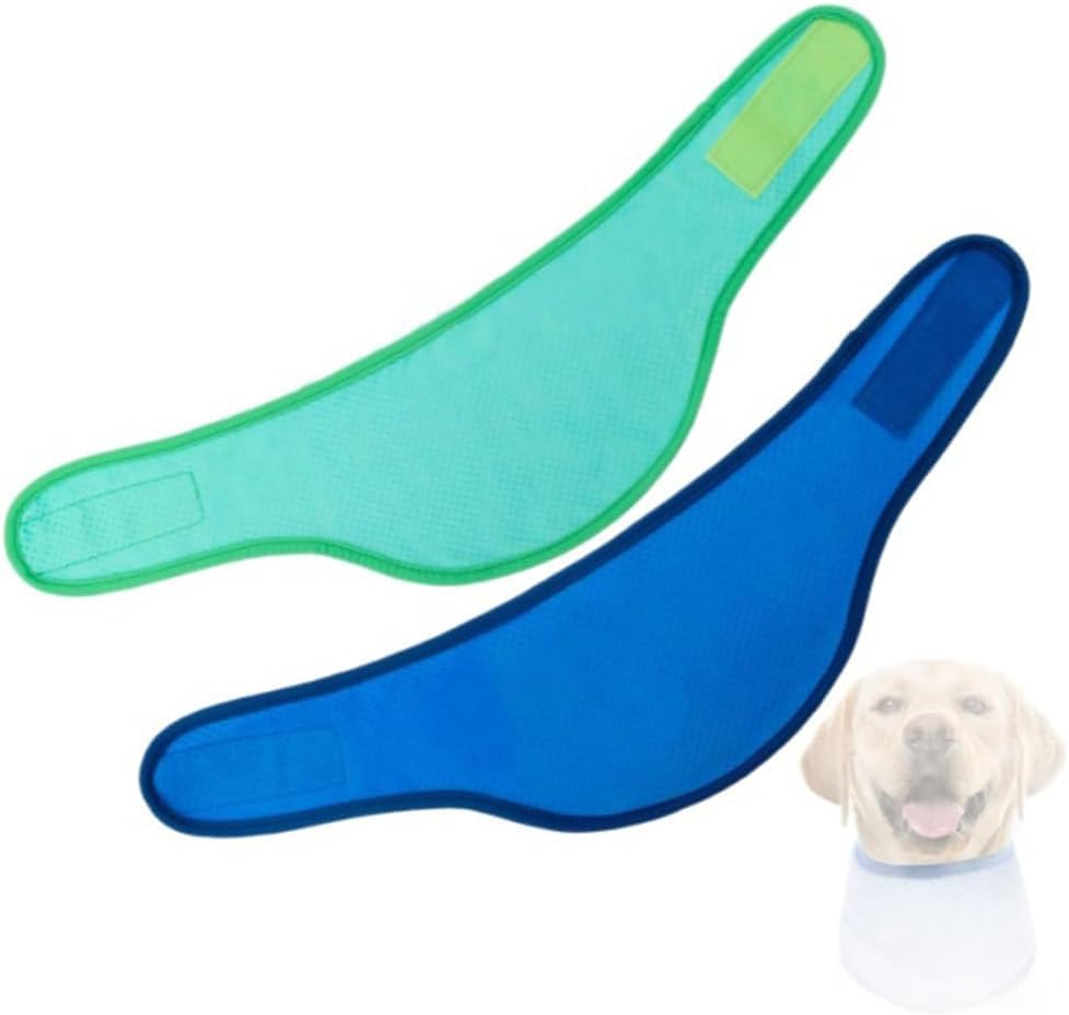 Dog Cooling Bandana, Adjustable Breathable Collar, Instant Cooling Ice Scarf for Summer Heat Relief, Outdoor Walking Hiking, Blue/Green, 2 Pieces