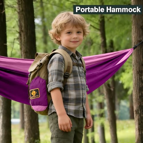 Image of Hammock for Kids, Camping Hammock with Mosquito Net, Lightweight Nylon Portable Hammock with 10ft Tree Straps,Children Hammocks for Travel Hiking Backpacking Beach Patio