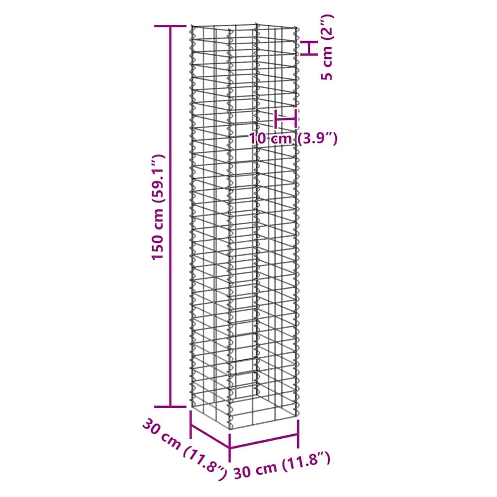 Lumanois Fioriere Rialzate a Gabbione 3 pz 30x30x150 cm in Ferro, Casa e Giardino,Prato e giardino,Giardinaggio,Vasi e fioriere, 16.85kg-151250