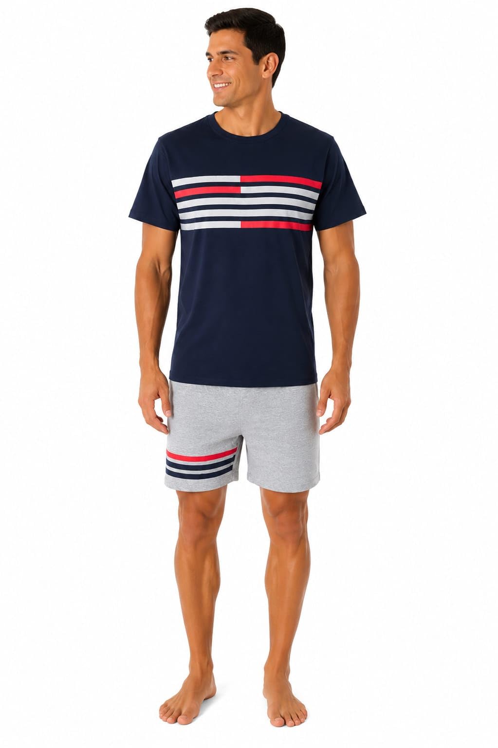GX GARGIX Pigiama Uomo Estivo Mezza Manica con Pantaloncino, Completo Corto Leggero e Traspirante, 100% Cotone Morbido, Vari Colori e Taglie