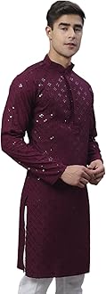 Jompers Men's Chikankari Embroidered and Sequence Kurtas Only