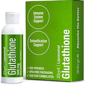 2by4 Liposomal Glutathione 500 mg, High Absorption Antioxidants Supplement for Liver Detox, Immune Support, Non-GMO, 30…