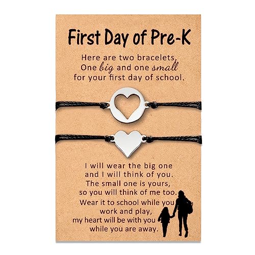 Image of First Day of School Kindergarten Bracelet, Back to School Bracelet Anxiety Separation Gift for Daughter