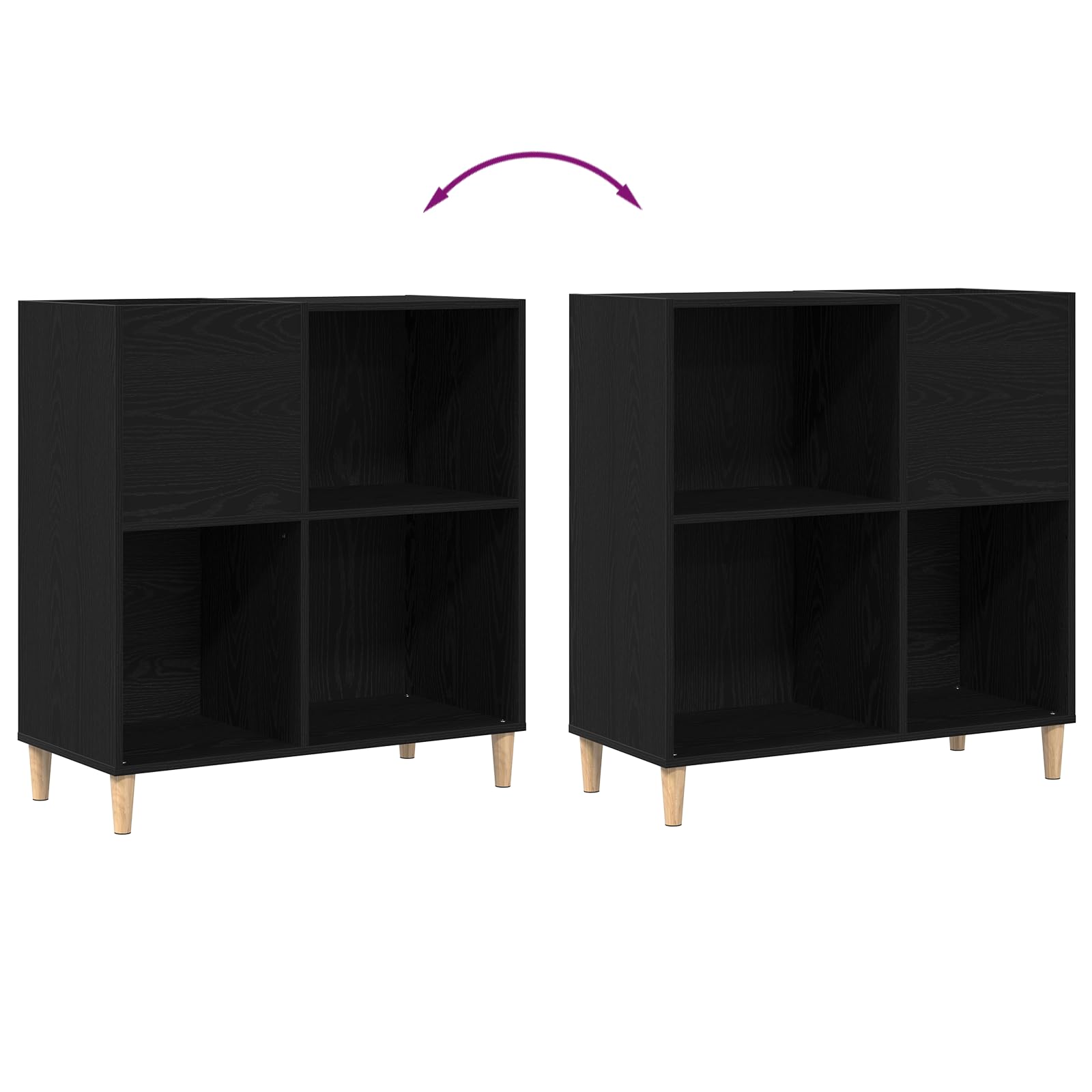 Armadietto per vinili, effetto rovere, 84,5 x 38 x 89 cm, moderno scaffale per vinili, in legno, beige, con ripiani per soggiorno, conservazione urbana