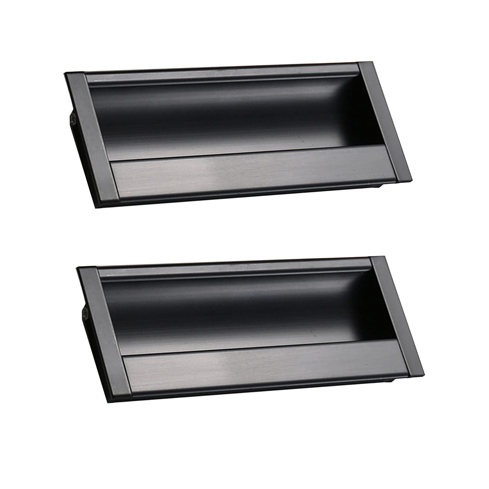 Lqzaxsrdr 2Pcs Concealed Drawer Handles, Black Hidden Cabinet Handles, Flush Drawer Pulls, 2/4/10Pcs, 96-128Mm, Screws Included(,Hole Distance 96Mm)