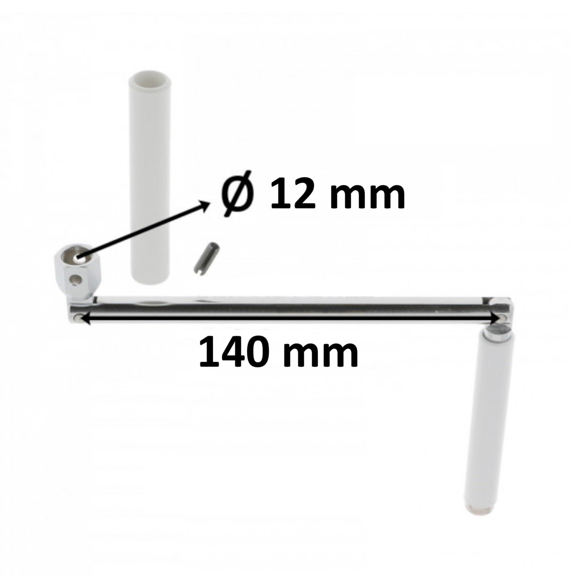 cyclingcolors Poignée de manivelle articulée pour volet roulant en acier avec contre-poignée et goupille Store Fenêtre Baie vitrée Mécanisme, Ø12mm longueur 285mm