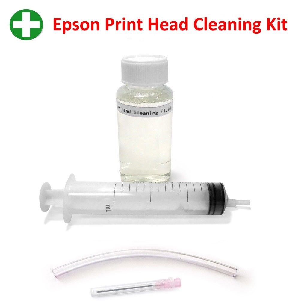 Unblock Print Head Nozzles for Epson inkjet printerts. Printer Cleaning Kit Cleaner Flush nozzles and head with 100ml bottle of BVH Direct universal Premium cleaning Fluid and Kit