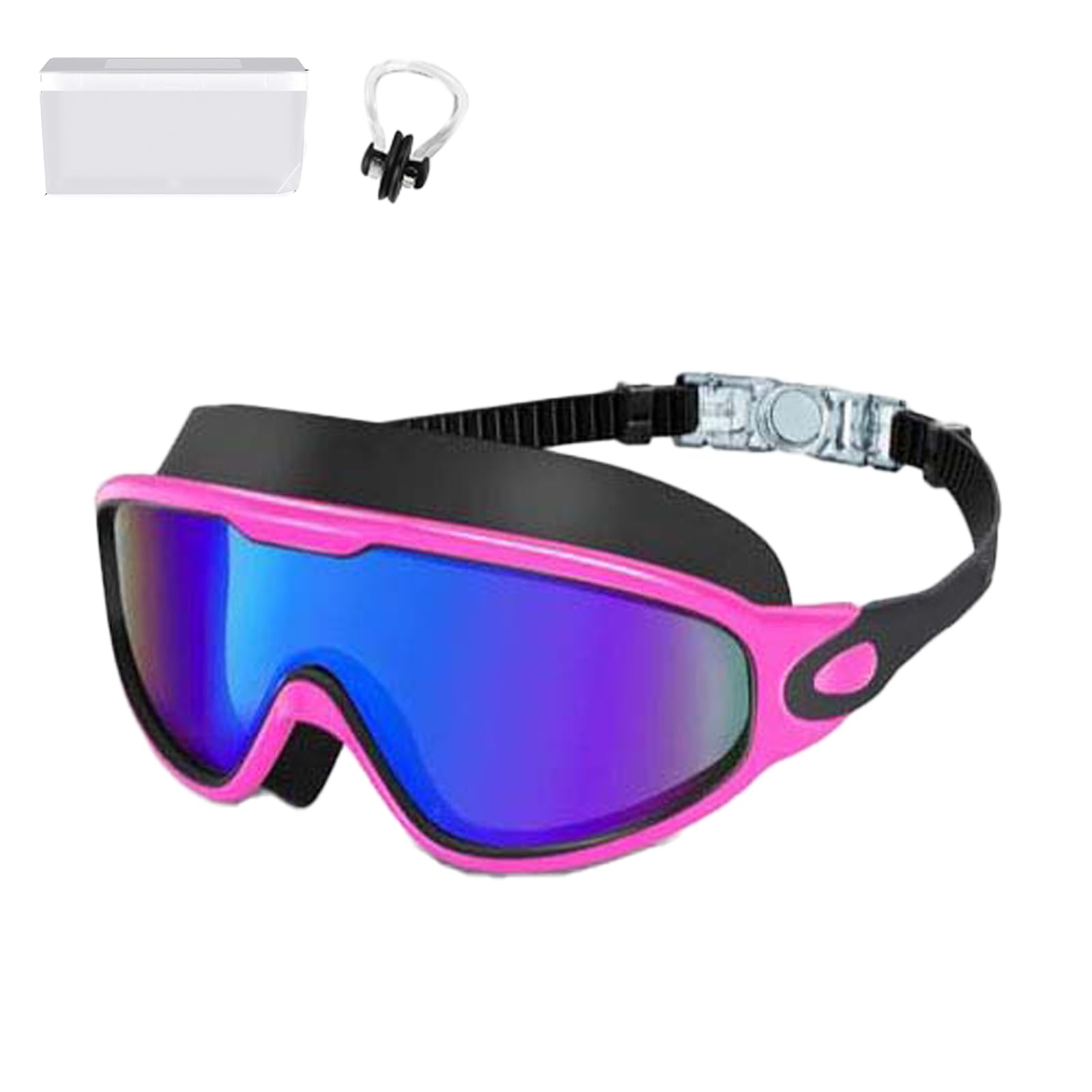 Knubbuf My Cool Summer Goggles, No Leaking Swim Glasses for Men Women Youth, Swimming Goggles with Ear Plugs, Anti Fog Swimming Goggle, Adjustable Elastic Band (Style L)