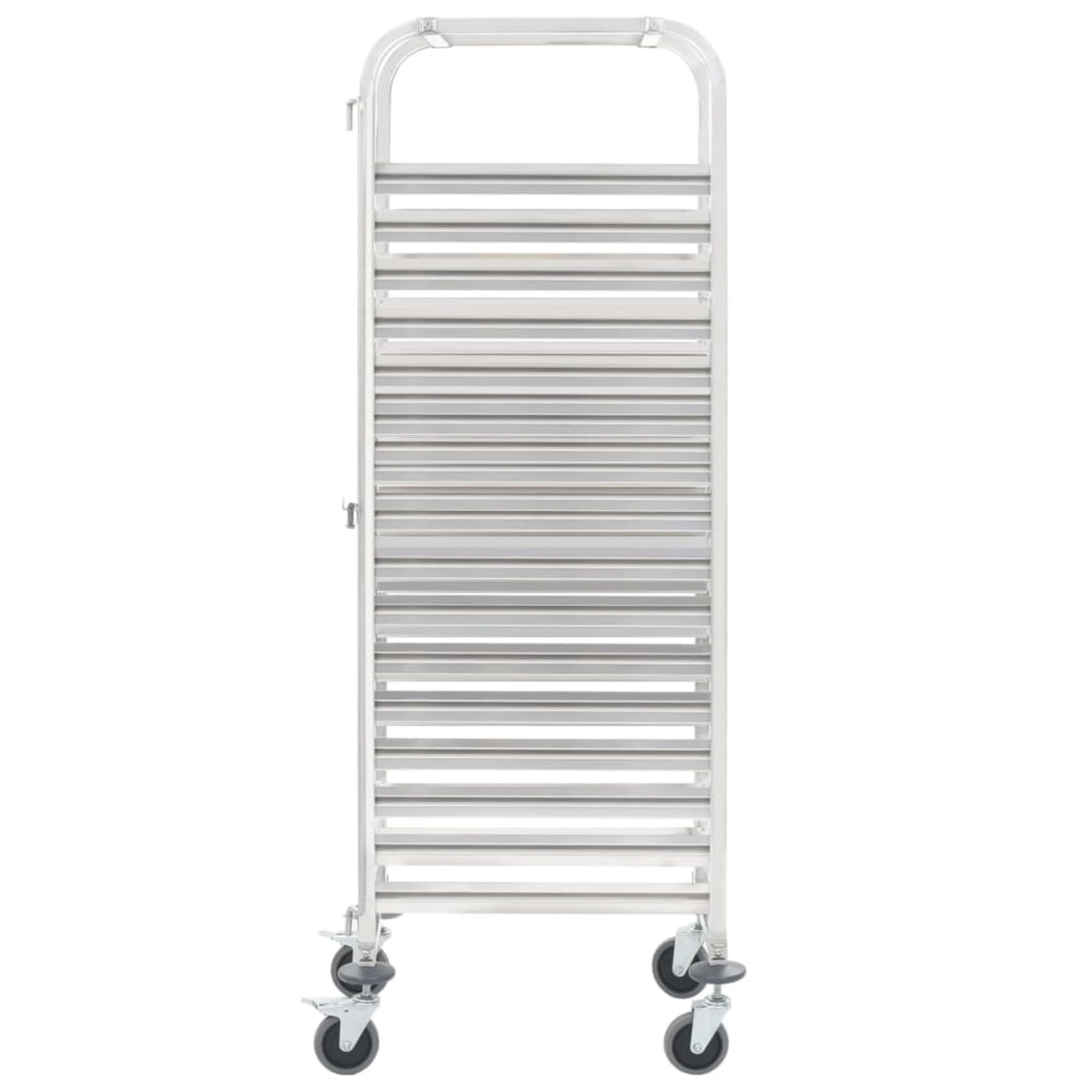 Carrello da Cucina per 16 Vassoi 38x55x163 cm in Acciaio Inox-Carrello di Servizio Cucina con Ruote Mobiletto,Credenza Portavivande Mobile in Legno e Metallo Moderno