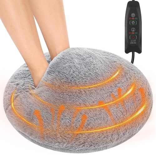 JIZZU Fußwärmer Elektrischer, Wärmekissen Elektrisch Mit Schalter und Timer-Funktion, Drei Einstellbare Temperaturstufen,...