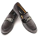 Men's Velvet Loafers, Mens Fashion Dress Shoes Classic Loafers for Wedding Party Dancing, Slip On Flats Smoking Slippers Penny Shoes for Men, Gray Coffee
