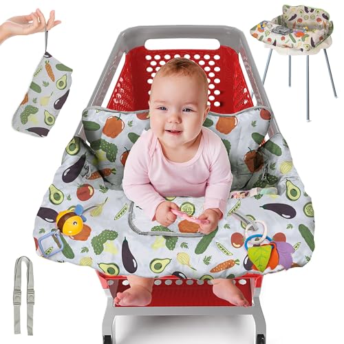 Image of PILLANI Shopping Cart Cover for Baby, High Chair Cover for Restaurant Seat - Grocery Cart Cover for Baby Girl and Boy, Comfortable Cotton Buggy Covers for Babies - Padded Toddler Shopping Cart Cover