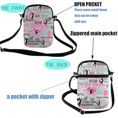 FEELMEM Baton Twirling Crossbody Bag Baton Twirler Gift Baton Twirling Lovers Gymnastic Bag for Baton Twirlers Majorettes2