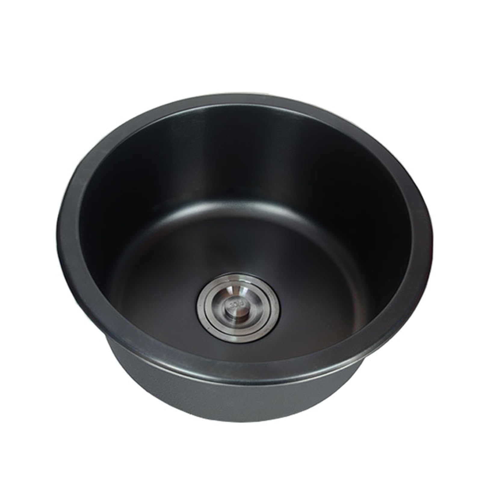 ZQFHSX Round Kitchen Sink, Black Nano Stainless Steel Sink Single Bowl with Drain Accessories Caravan Bar Built-in for Utility Rooms Balcony Bathroom