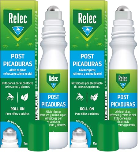 Relec Post Picaduras Roll-On 15 ml (+1 Año), Alivia Eficazmente el Picor Producido por Plantas e Insectos (Paquete de 2)
