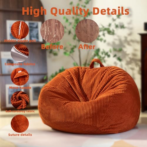 image for ZhenLives 3ft Stuffed Animal Storage Bean Bag Chair （No Filler）, G