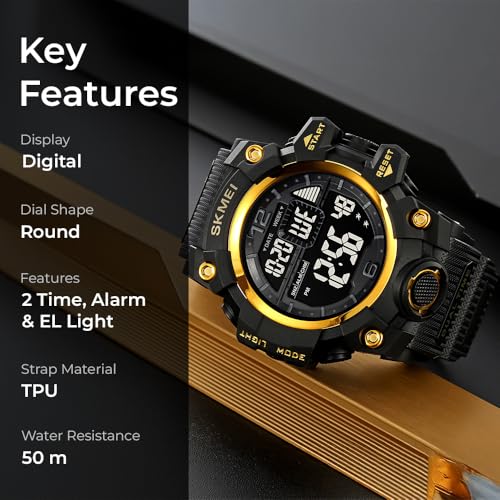 Image of SKMEI Watch for Men 50M Waterproof El Light Countdown Sports Watch Men's Fashion Casual Digital Watch 2245