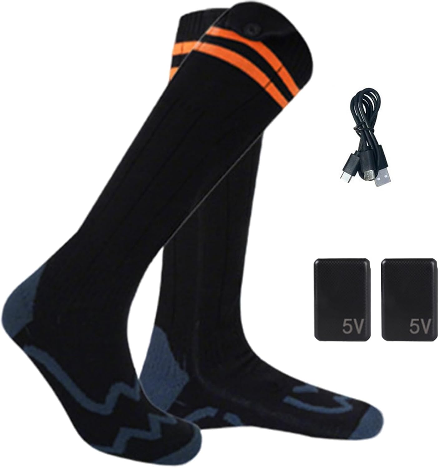 Rechargeable Heated Socks for Men Women,Heated Ski Socks,Washable,4 Heating Levels,Foot Warmer for Outdoor Camping Fishing Hunting