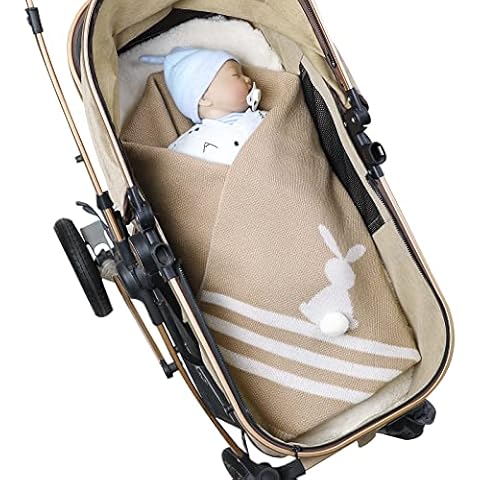 Hadetoto Baby Blanket Breathable Blankets Knitted Baby Blanket Soft Cute Bunny 100x80cm(Camel) Cover