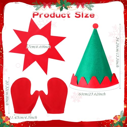 Image of 3 Pcs Christmas Costume Accessories Red and Green Accessories for Christmas Party Cosplay Costume Santa Helper Outfit