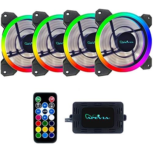 Apevia ST4-RGB Spectra 120mm Silent RGB Fan 4-Pack with Remote Control