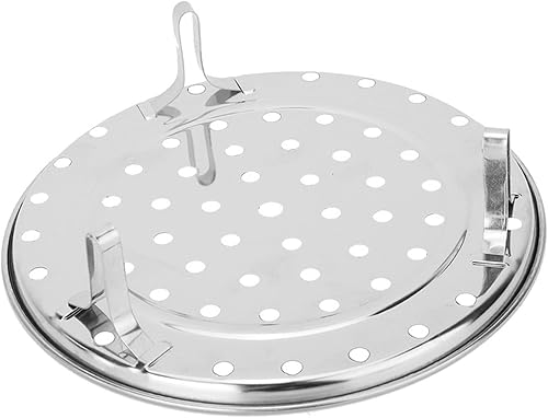 Miniatura 7 de Soporte de vapor de acero inoxidable Bandeja de vapor redonda para ollas, sartenes, ollas de barro con pies de apoyo - Plata (S)