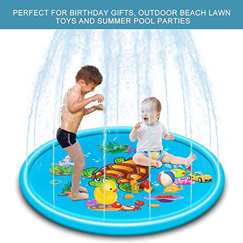 Image of WENGTY Non-Slip Splash Pad for Kids, Thicken Sprinkler Pool Summer Outdoor Water Toys - Fun Backyard Fountain Play Mat for Baby Girls Boys Children (Multi Color)