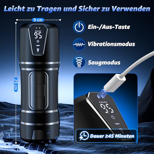 Elektrischer Masturbator Masturbieren für Männer 10 Vibration & 5 Saugmodi, Sex Spielzeug für die Männer Vibratorensets,Realistische Taschenmuschi Masturbatoren Penis Stimulator mit 3D Pussy Sex Toys