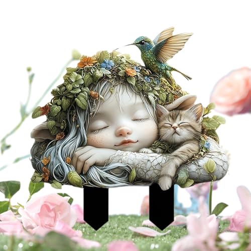 Dekorativer Gartenstecker Handgefertigte Miniatur Feen Flacher Feengarten Stecker Bohemian Blumentopf Dekoration Feengarten Pflanzgefäß Zubehör Miniatur Feen für Garten für Indoor Garden Decor