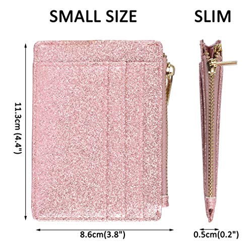 ehsbuy Card Holders Women Slim Ladies Card Holder Wallet RFID Blocking Leather Zipper Coin Purse Keychain Card Wallet - Image 6